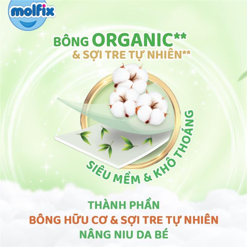 Tã/bỉm quần Molfix Thiên nhiên Jumbo XL (12kg - 17kg) - Gói 32+6 miếng
