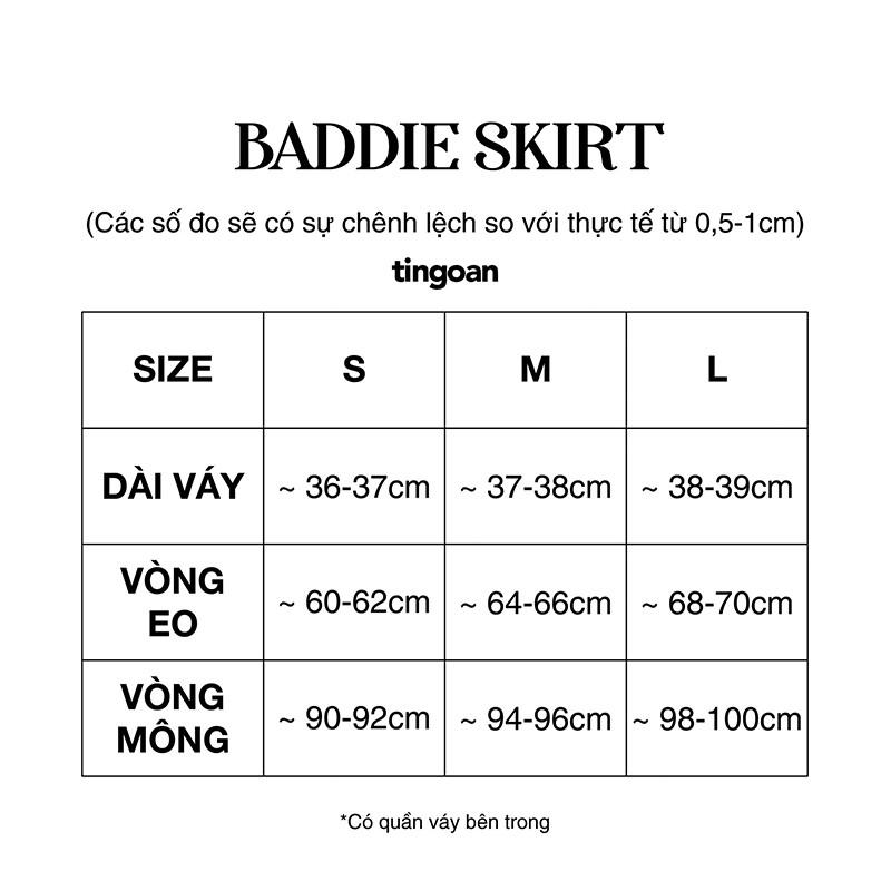 Chân váy cạp cao tafta chữ A trắng tingoan BADDIE SKIRT/WH (có quần trong)