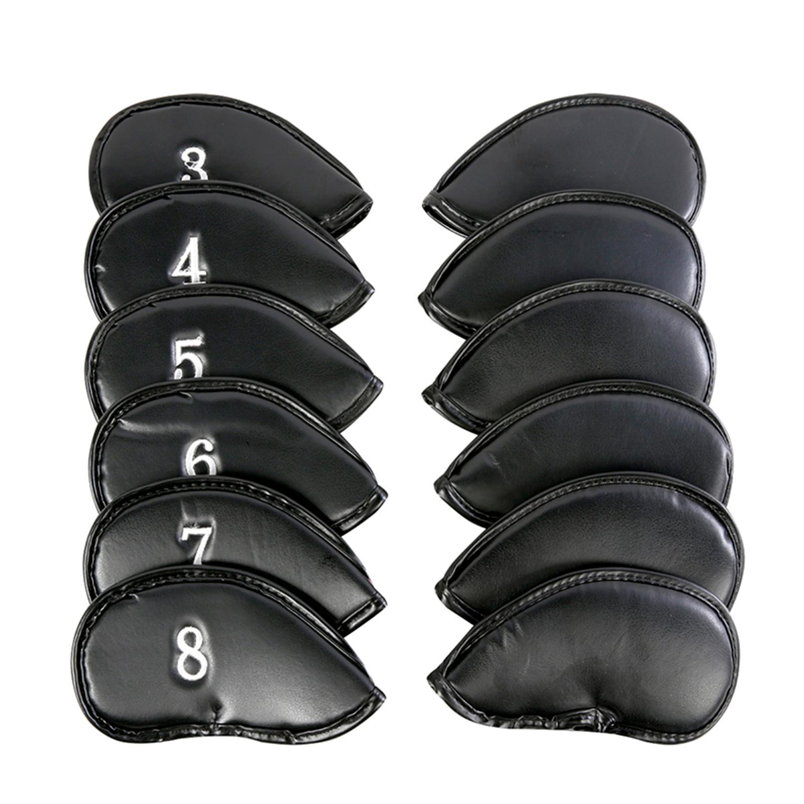 12 Pieces Golf Iron Headcover Set Premium PU Leather Golf Club Head Covers