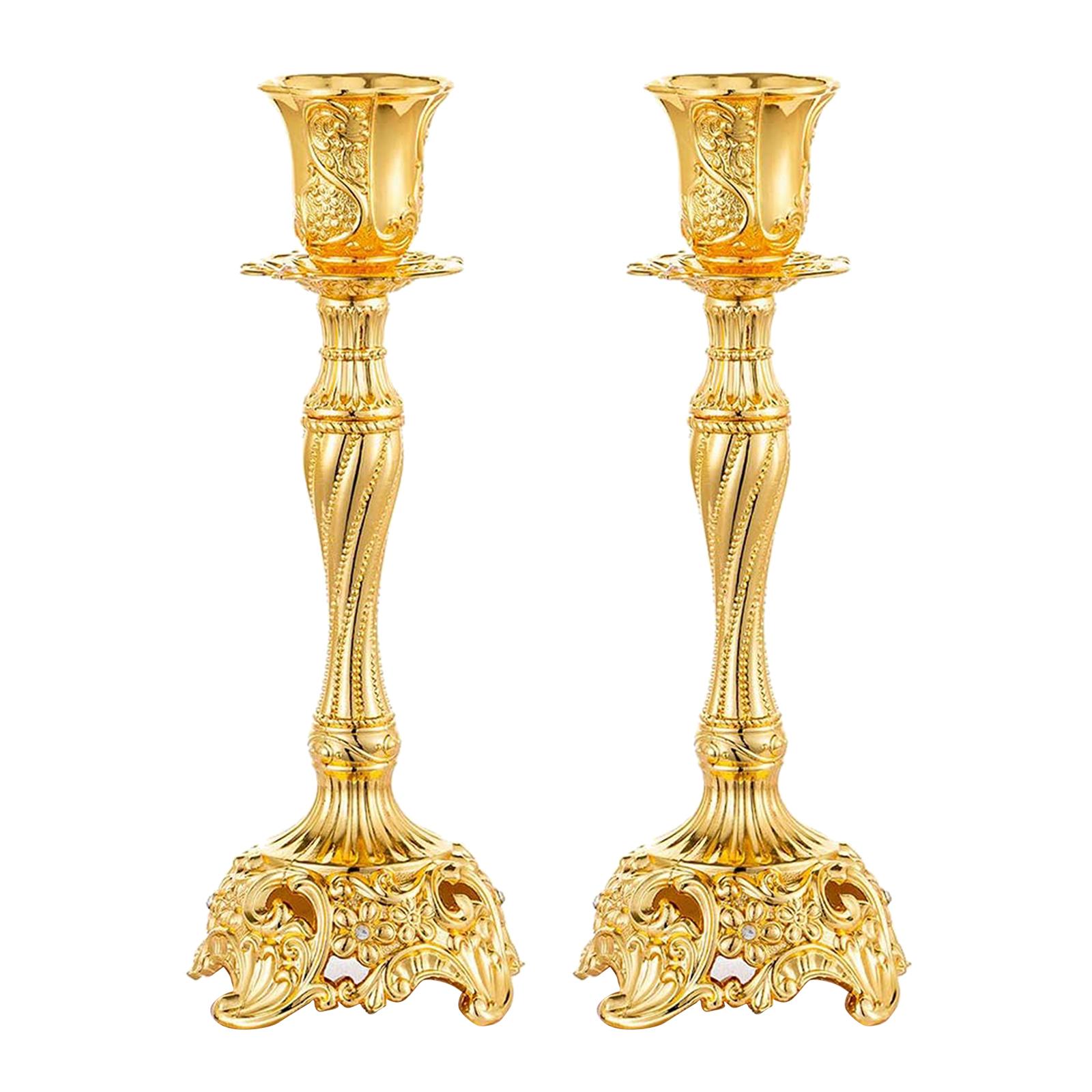 Metal Flowers Candlestick Holders Home Dinner Candle Holder Gold 3x3x4inch