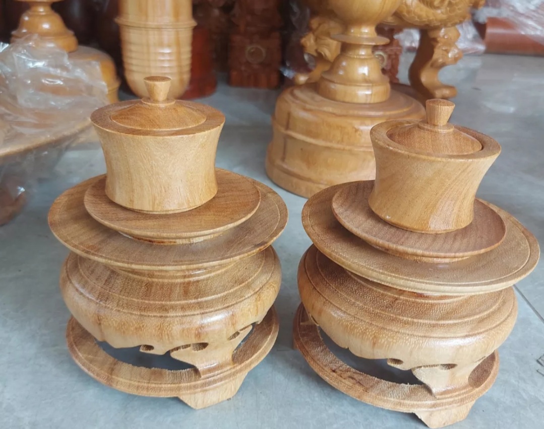 Bộ lư hương _Bộ lư thờ cúng 9 món gỗ gõ đỏ cao 50cm FREESHIP 50KM