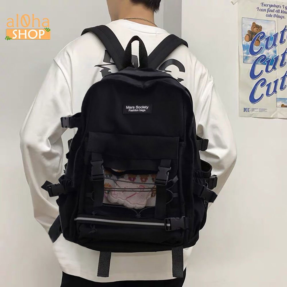 Balo - cặp sách B0171 Mars Society Ulzzang nhiều ngăn đi học, đi làm, du lịch, đựng laptop Unisex nam nữ - al0ha Shop