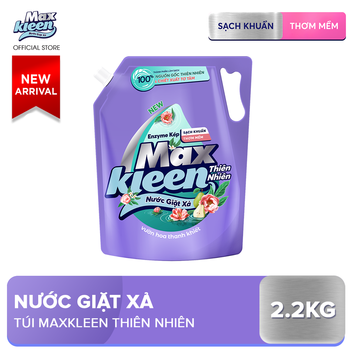 Túi Nước Giặt Xả MaxKleen Thiên Nhiên 2.2kg