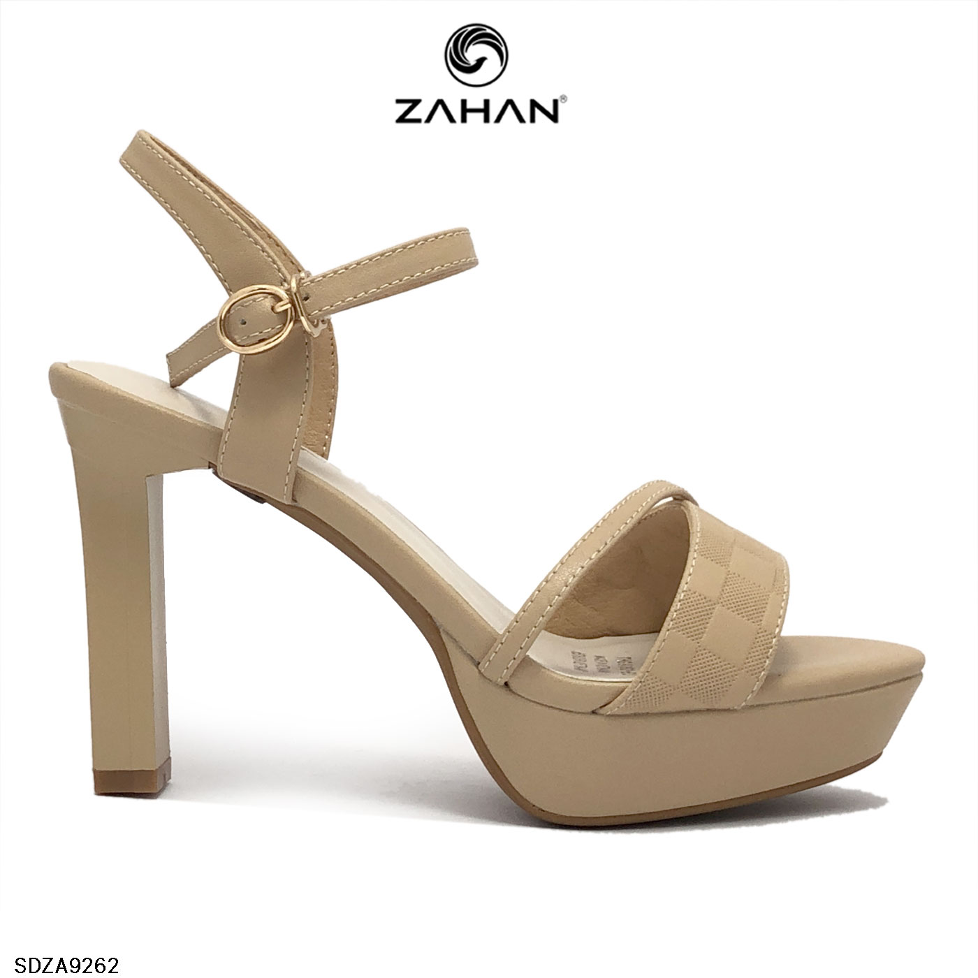 Sandal quai chéo, dập ô, đúp đế, 10 cm SDZA9262