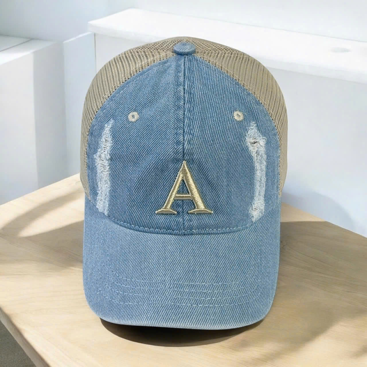 Nón kết, mũ lưỡi trai Chữ cái vải jeans phối lưới form chuẩn thời trang đường phố siêu đẹp
