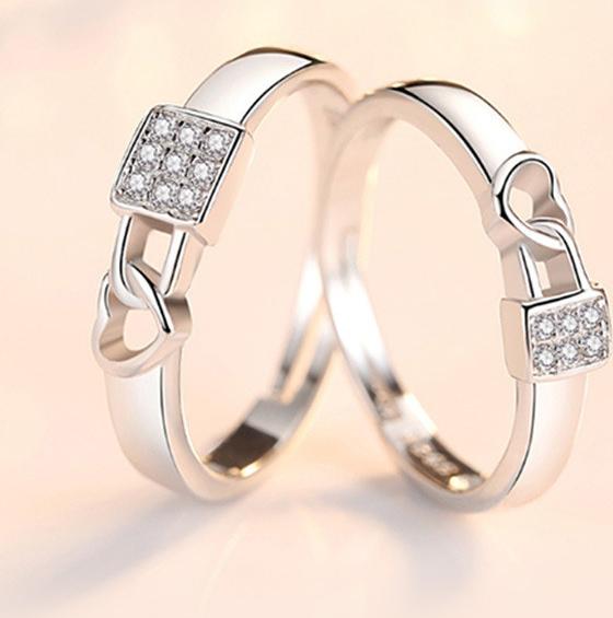 Nhẫn cặp Ổ khóa trái tim BHN28