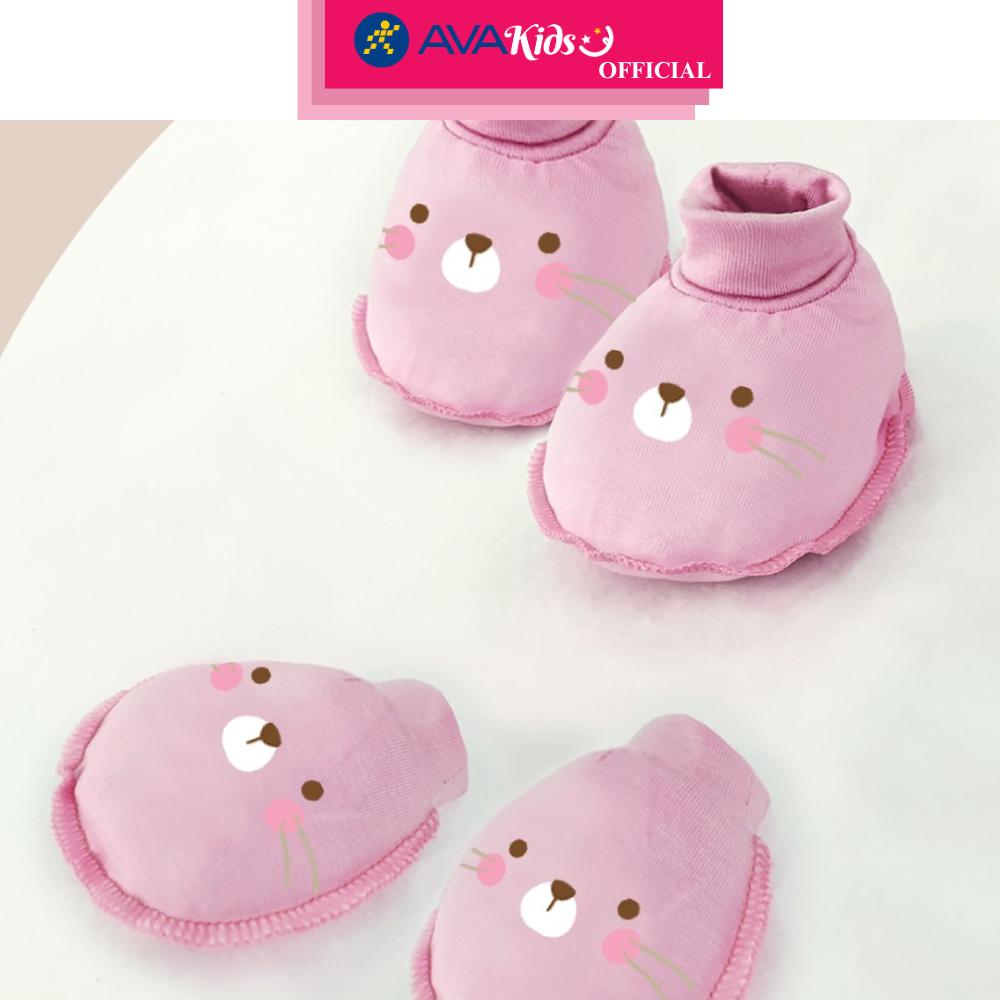 Bộ bao tay, bao chân bo thun in hình thú BabyMommy - Màu ngẫu nhiên (0 - 3 tháng)