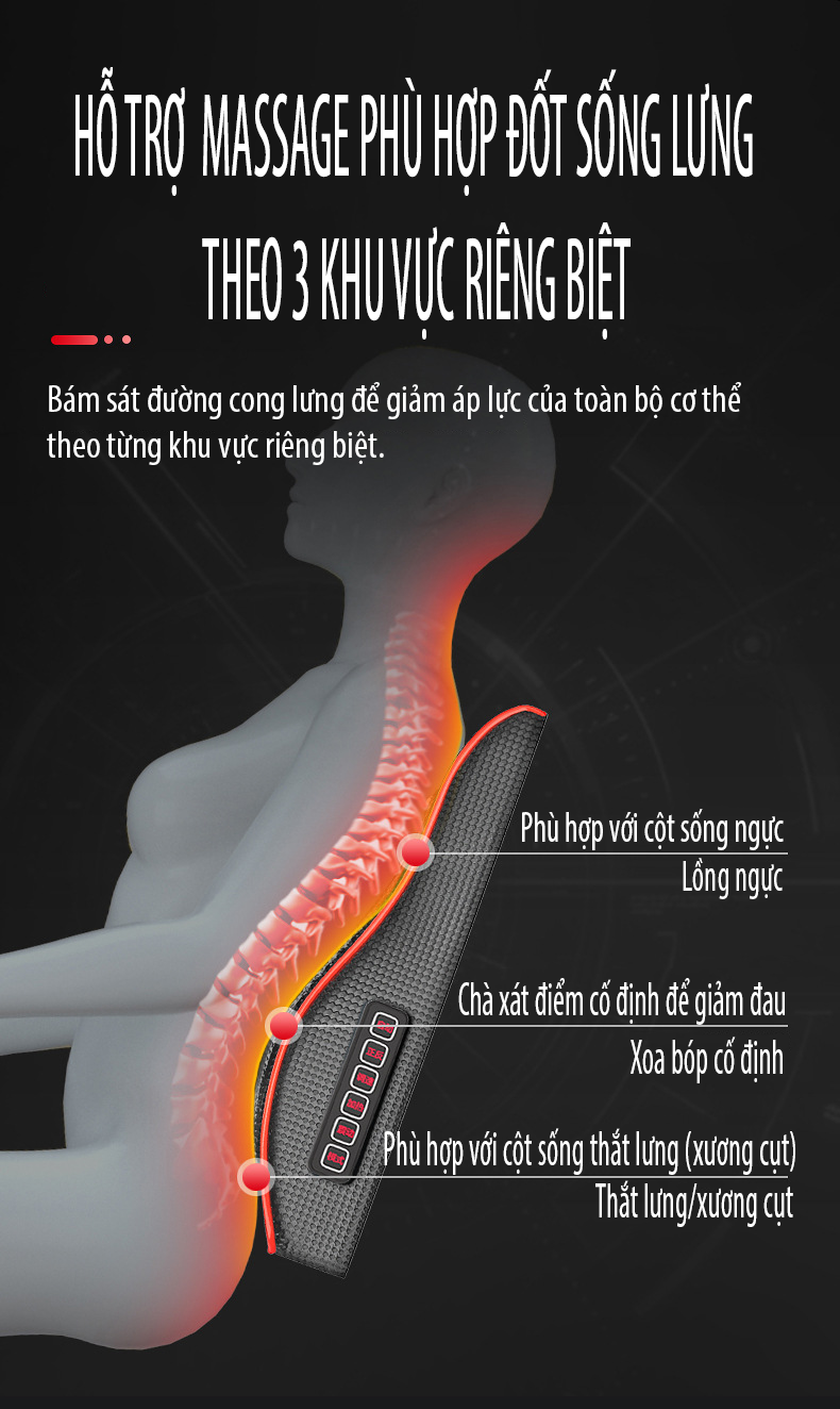 Gối/đệm massage đa năng kéo dài hỗ trợ chữa trị, làm giảm đau thắt lưng, đau cột sống cổ