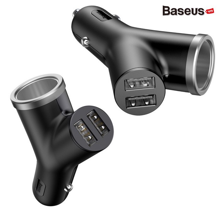 Tẩu sạc trên ô tô Baseus Y Type Car charger BSC-C16N _  Hàng chính hãng