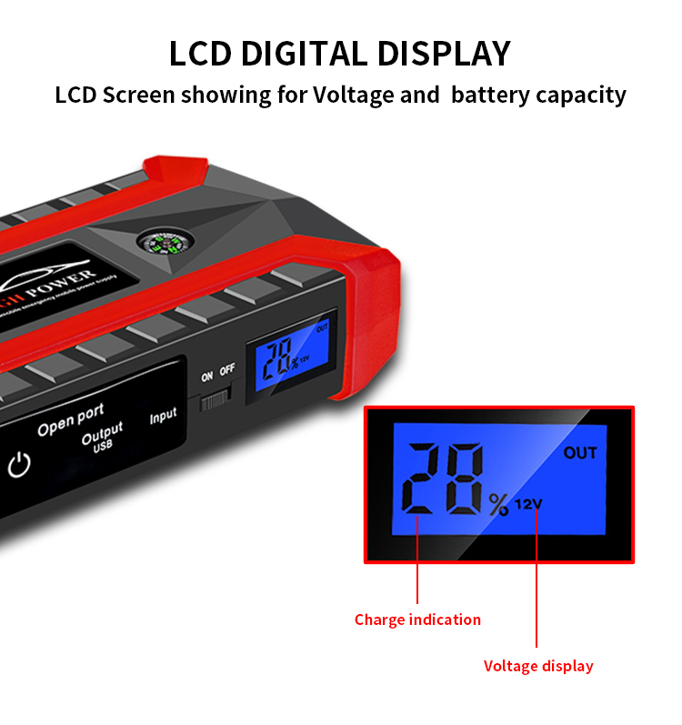 Bộ kích khẩn cấp cho xe hơi cao cấp - Dung lượng cao - Đa chức năng - Sạc dự phòng - Đèn LED khẩn cấp