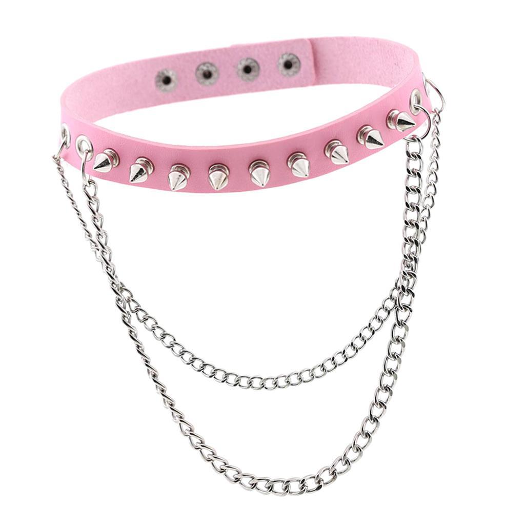 Womens Mens Punk Gothic Collar Choker PU Leather Rivet Necklace