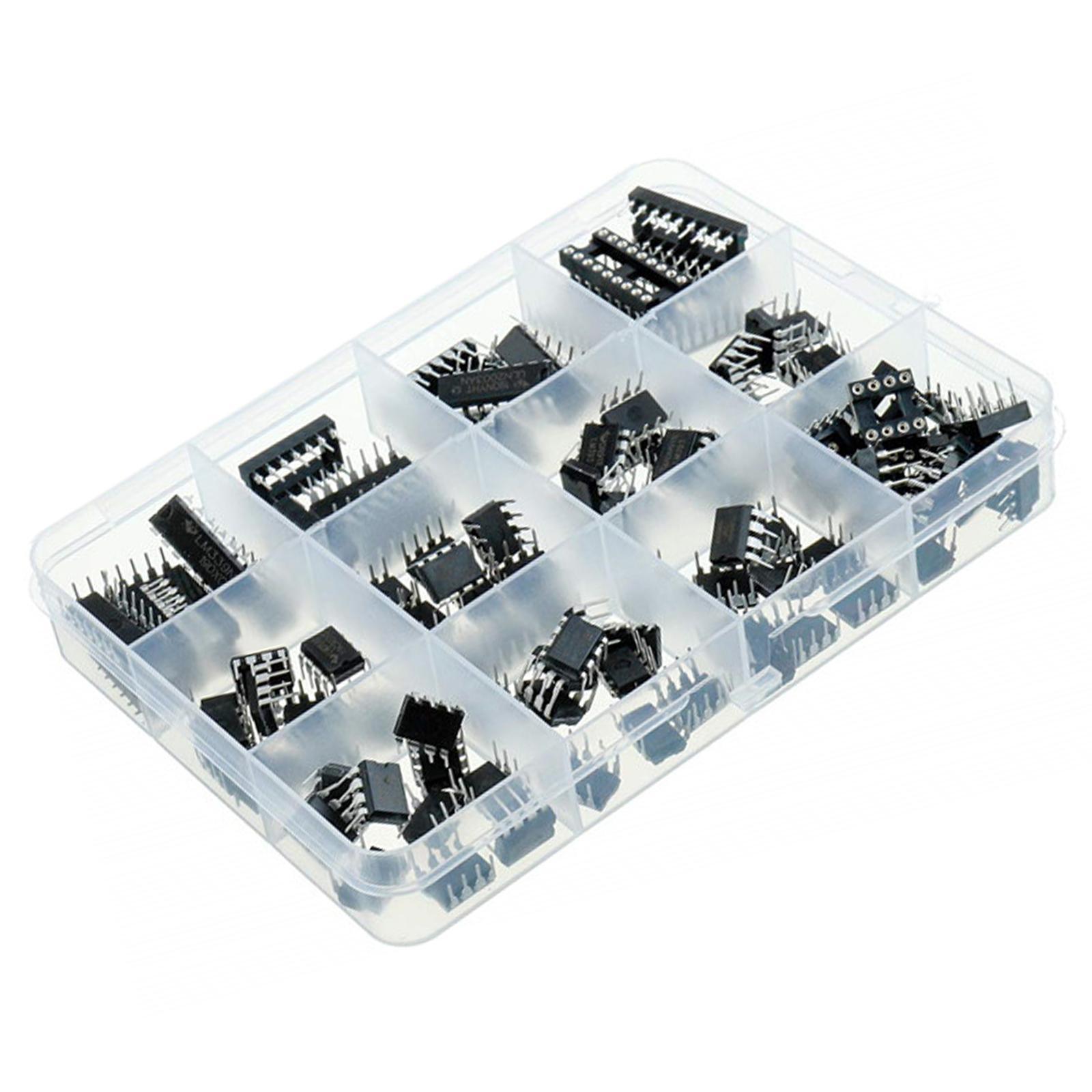 12 Values OPAMP Timer ULN2003AN ULN2803Apg Dip14 Socket Dip8 Socket IC Chips Assortment Kit