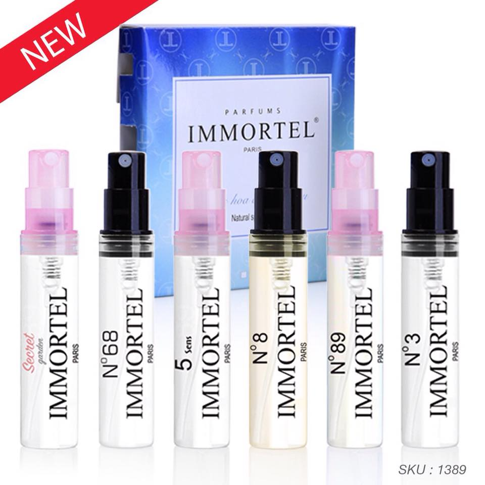 Nước Hoa IMMORTEL PARIS_Hộp 6 chai xịt 3ml : ( Secret Garden, No68, 5 Sens, No8, No89, No3) - Eau De Parfum