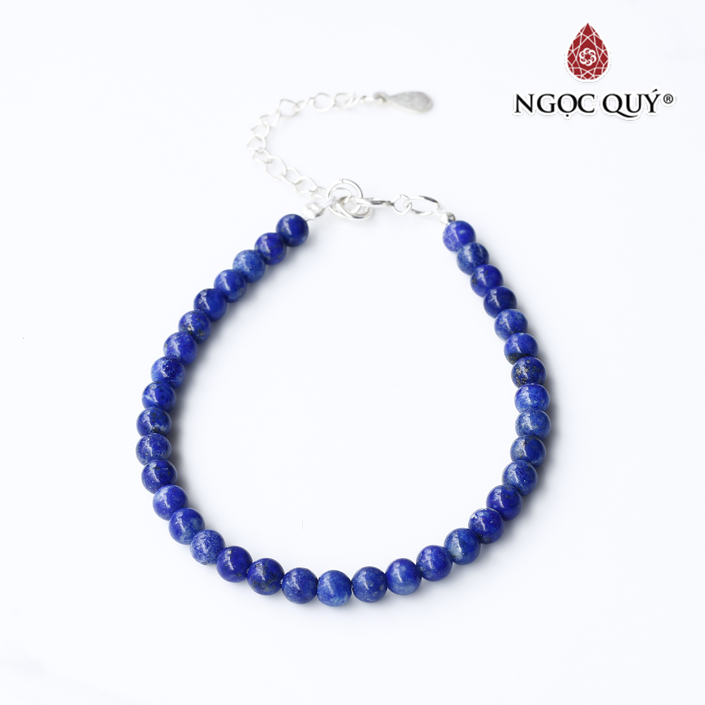 Vòng tay đá lapis lazuli hạt mini khóa bạc mệnh thủy, mộc - Ngọc Quý Gemstones
