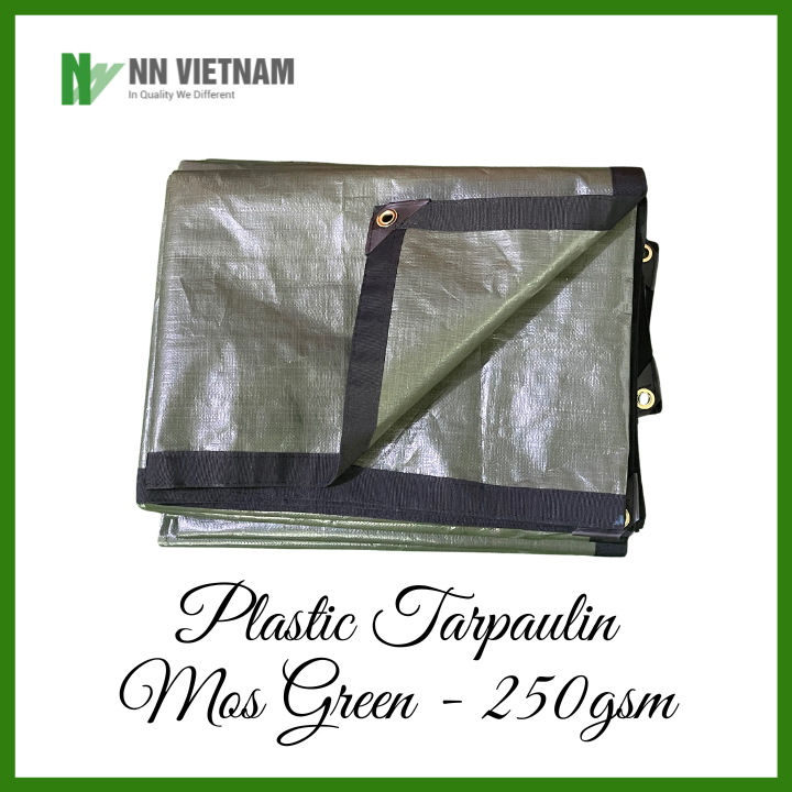 Bạt nhựa PE định lượng 250gsm che nắng, mưa - Bạt được may viền khuy chắc chắn, dễ sử dụng