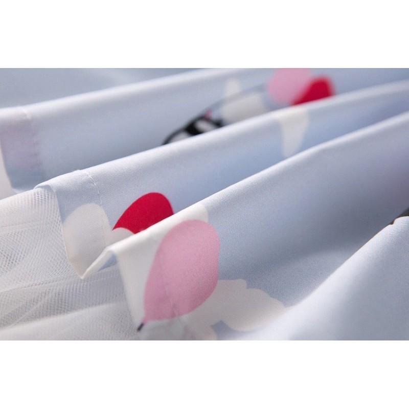 Váy xanh phi lụa kết voan bé gái