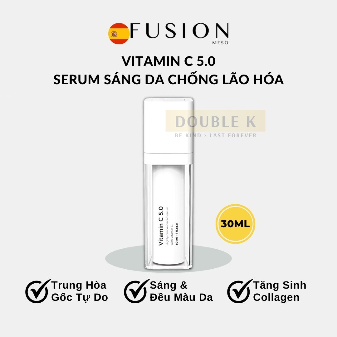 Serum Sáng Da Fusion Vitamin C 5.0 - Mờ Thâm Sạm Nám, Tăng Sinh Collagen Trẻ Hóa Da - Double K