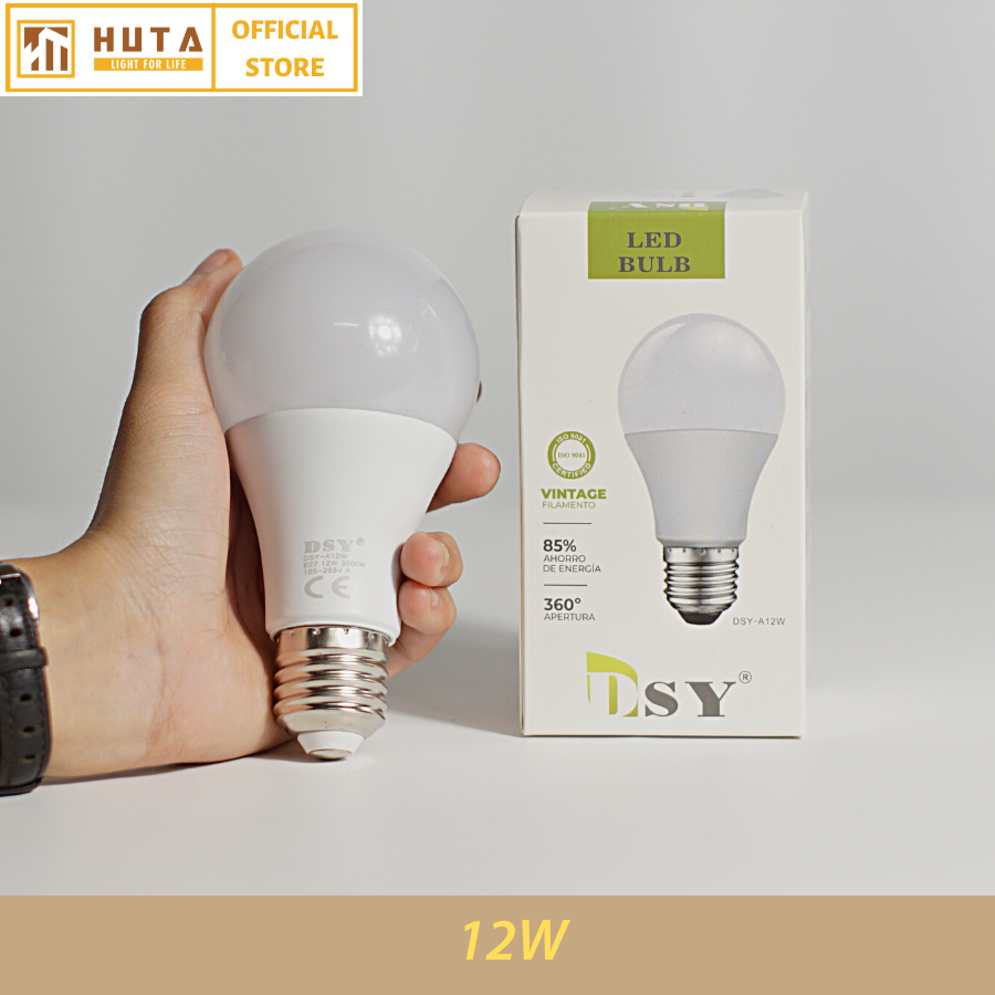 Combo Bóng Đèn Led Bulb HUTA 12w Đuôi E27, Tiết Kiệm Điện, Chống Nước, Ánh Sáng Trắng/Vàng, Trang Trí Quán Cà Phê, Nhà Hàng