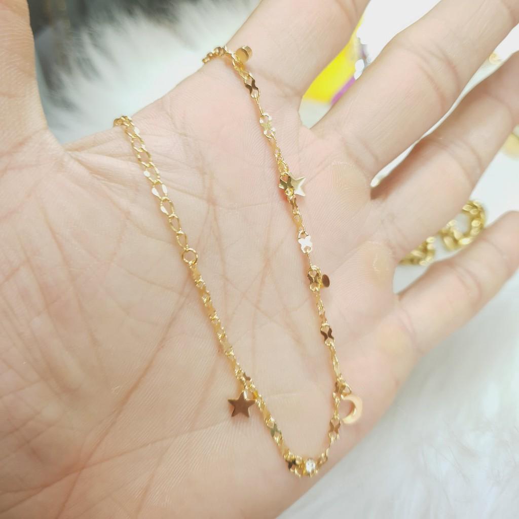 Lắc Chân Kiểu Trăng Sao Hàng Nano Titanium Cao Cấp- Dùng bền bỉ tắm rửa không kiêng nước