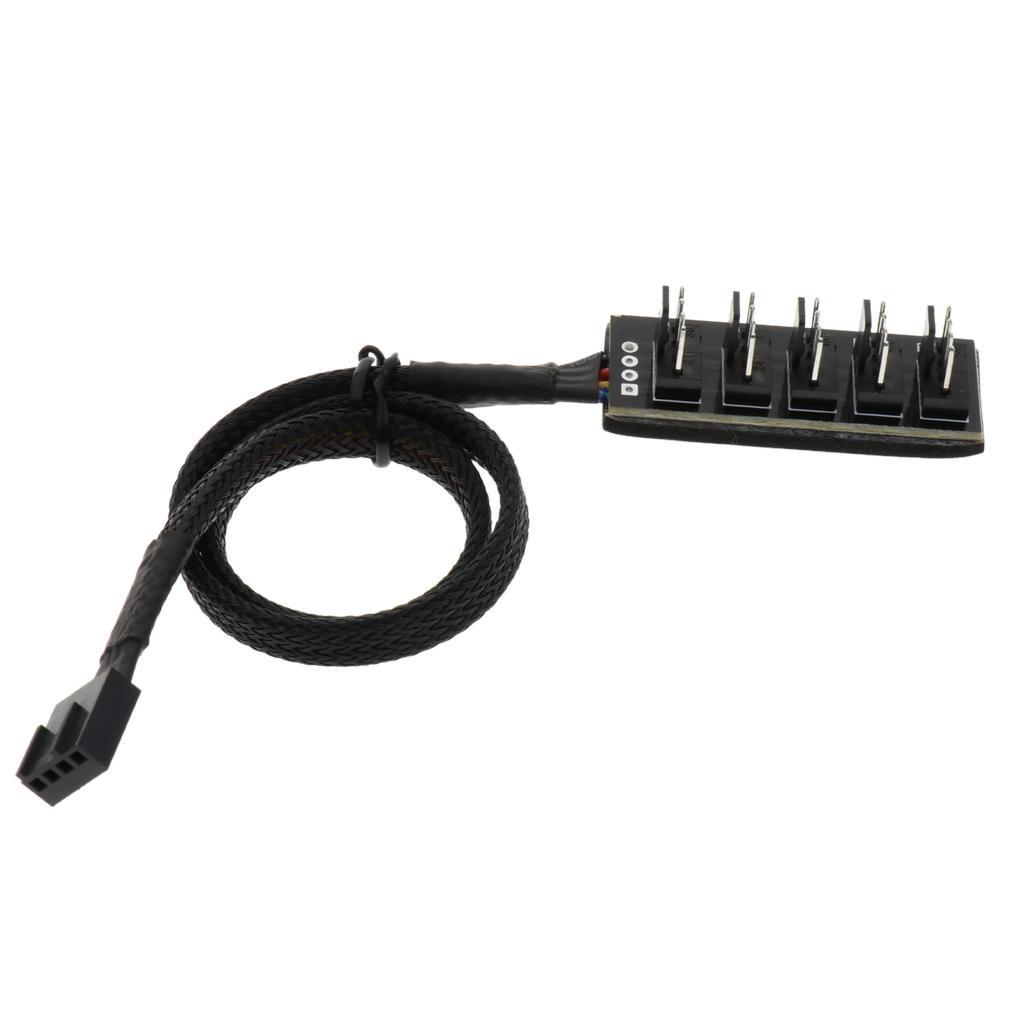 2-4pack PC Cooler Fan Power Cable 1 to 5 Male 4Pin Fan Hub Splitter Cable PWM 3P