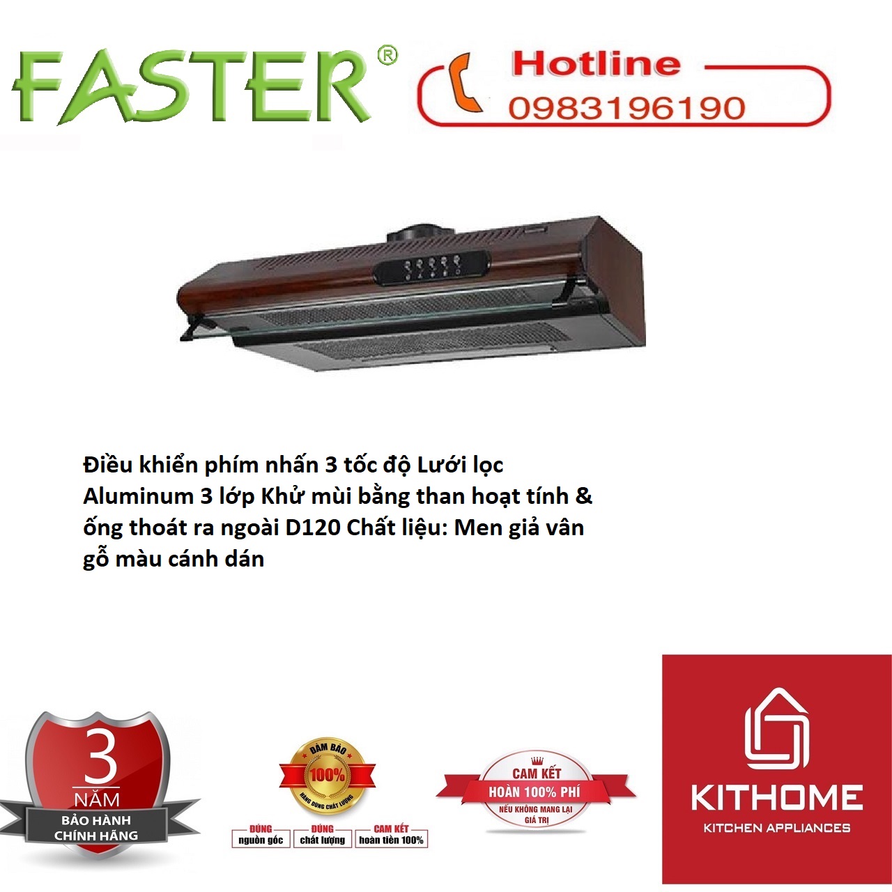 Máy Hút Mùi Faster FS 0860WD - Hàng Chính Hãng