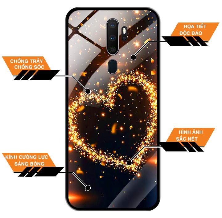Ốp Lưng Kính Cường Lực cho Oppo A9 2020 - 0418 HEART09 - Hàng Chính Hãng