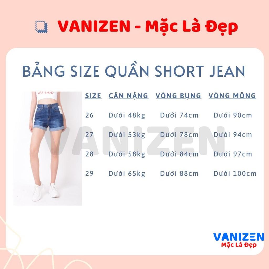 Quần short jean nữ ngắn đẹp lưng cao cạp cao gấu gấp trơn hàng cao cấp mã 4360 VANIZEN