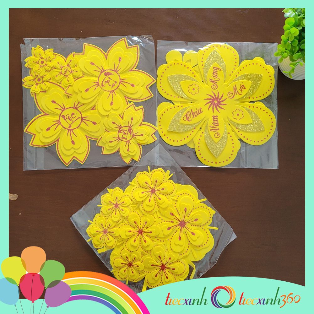 Set hoa mai mút dẻo trang trí Tết đủ size
