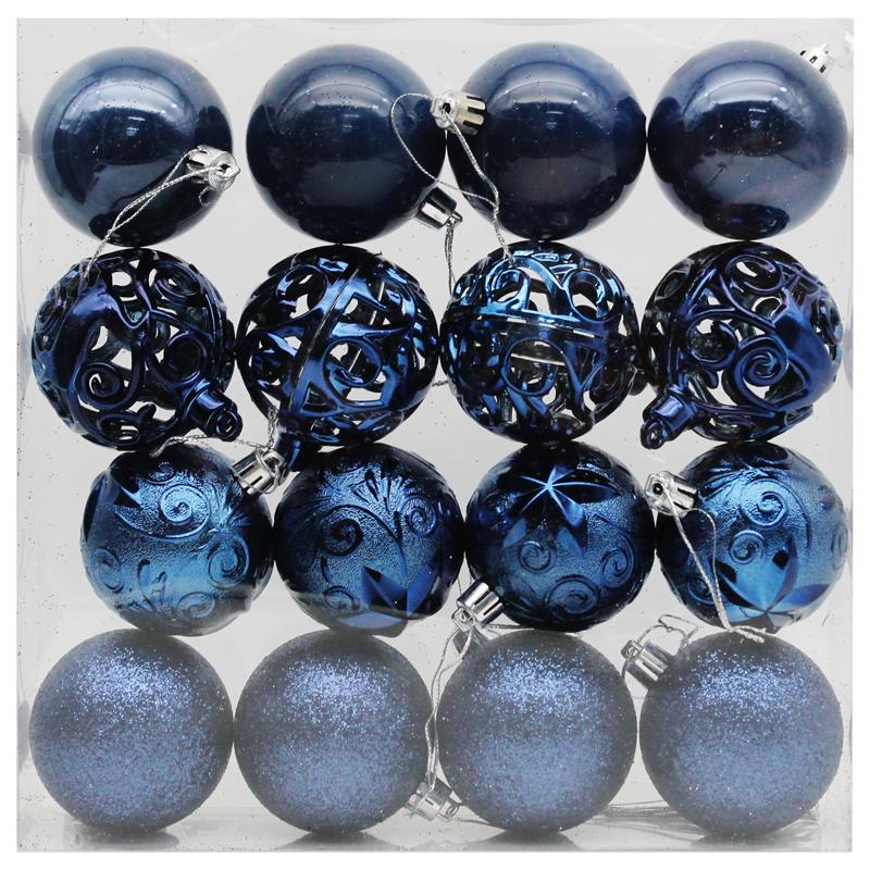 Hộp 16 Trái Châu Trang Trí Giáng Sinh - 6ADIKE16 - Màu Xanh Navy