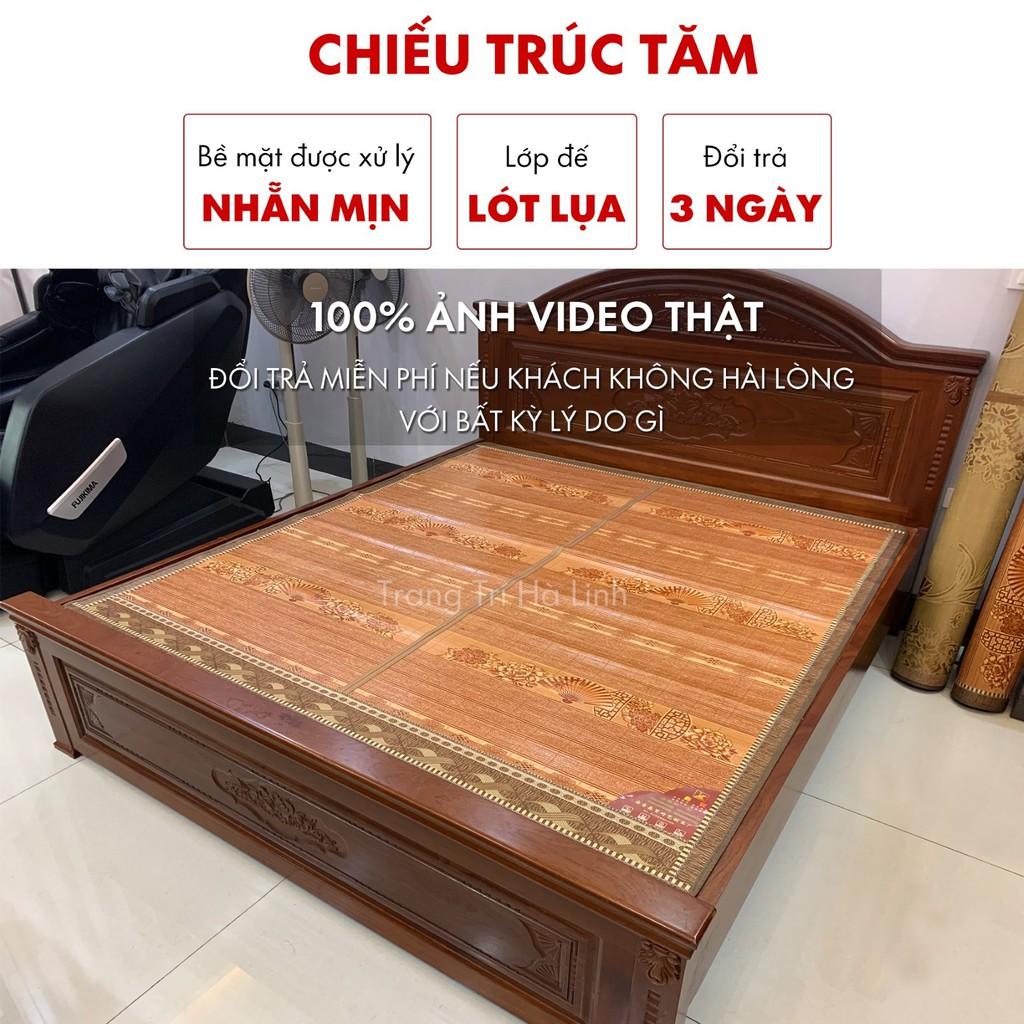 Chiếu trúc tăm vân gỗ đế lụa cao cấp , chiếu trúc tre nhập khẩu mát lạnh mùa hè