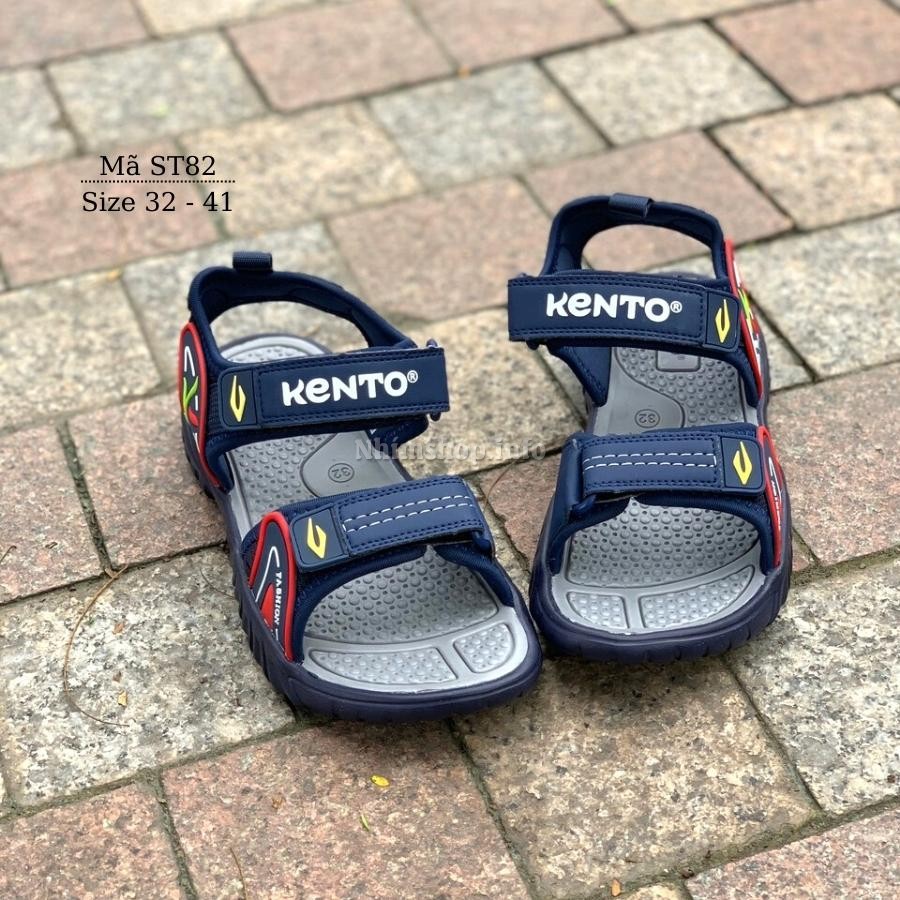 Dép sandal bé trai KENTO xanh navy quai hậu kiểu dán êm nhẹ chống trơn trượt cao cấp phù hợp cho trẻ em học sinh tiểu trung học 6, 7, 8, 9, 10, 11, 12, 13, 14, 15 tuổi đi học đi biển màu hè NHÍM SHOP ST82