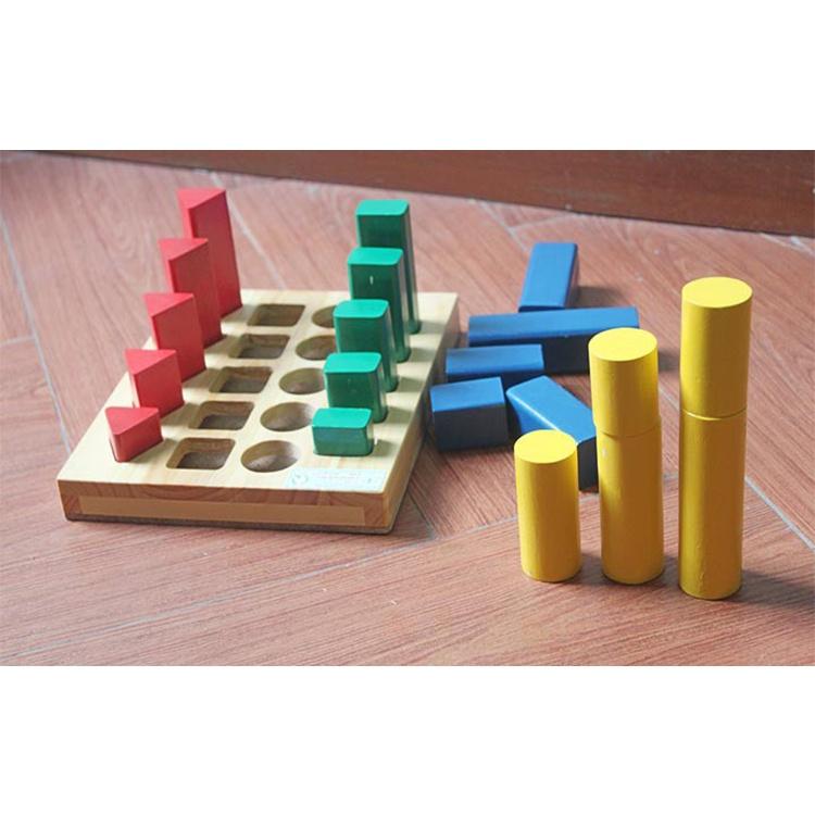 Đồ chơi bảng khối trụ so sánh tập đếm, đồ chơi xếp hình khối xếp cao thấp, giáo cụ Montessori thông minh giáo dục cho bé