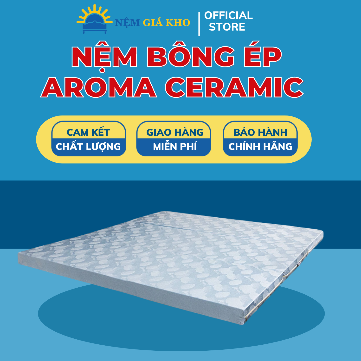 Nệm Bông Ép Cao Cấp Aroma Ceramic Siêu Bền Tiện Lợi Chịu Nén Cao Tiện Lợi Gọn Gàng Cho Mọi Không Gian