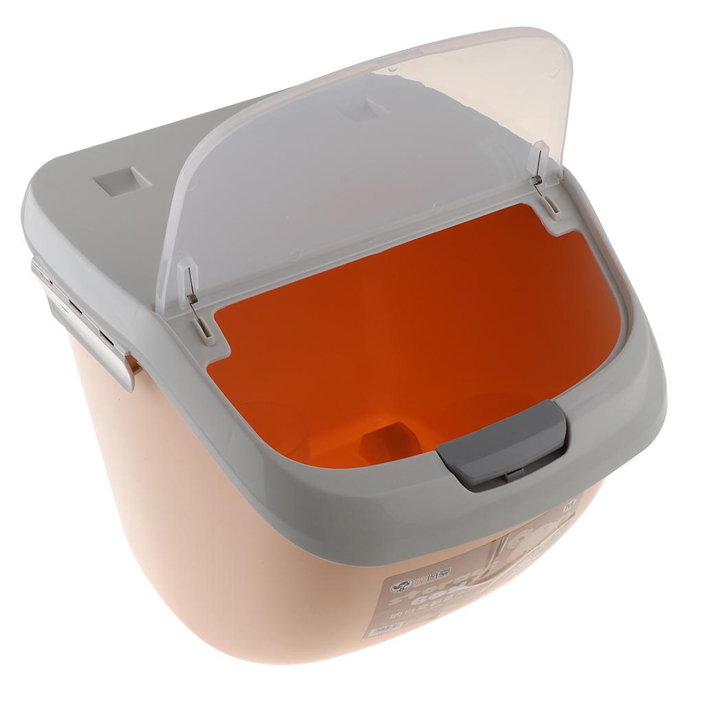 3X Plastic Pet Food Container Jar Measuring Cup Cereal Grain Storage Box Orange