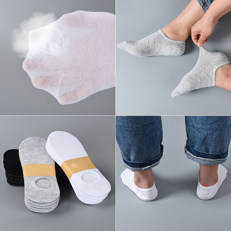 SET 5 Tất lười nam cổ ngắn, vớ lười nam thấp cổ có đệm gót chống tuột TN42