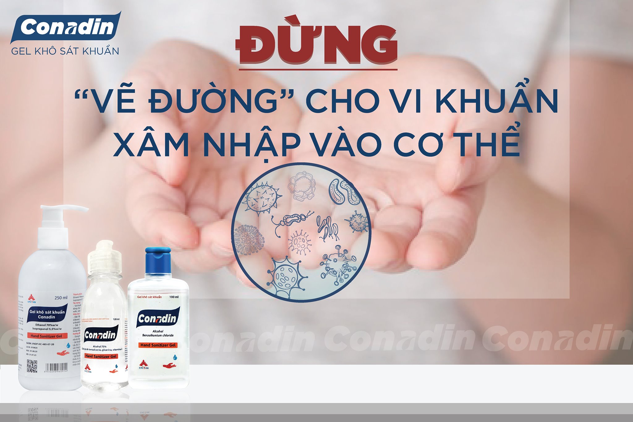 Gel Rửa Tay Khô Conadin (Hộp 10 chai 100ml)