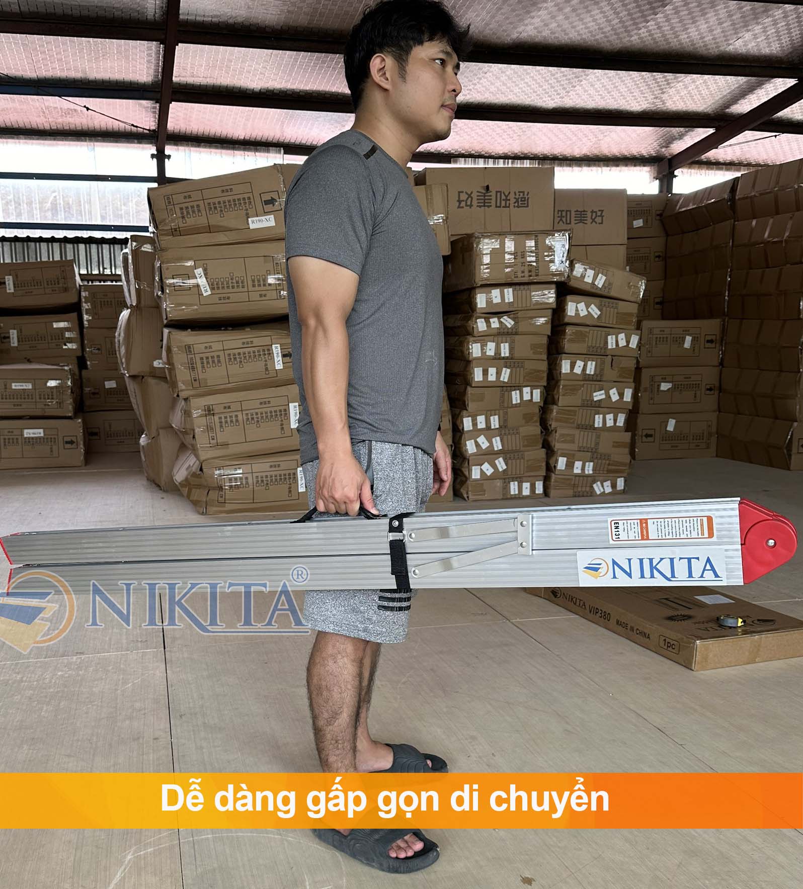 Thang Ghế Gấp Gọn, Có Tay Vịn Gia Đình , Bậc Thang Chắc Chắn, Dễ Dàng Sử Dụng - Hàng chính hãng NIKITA