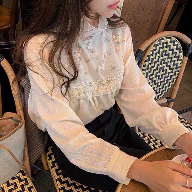 Áo sơ mi trắng tay bồng cách điệu ulzzang