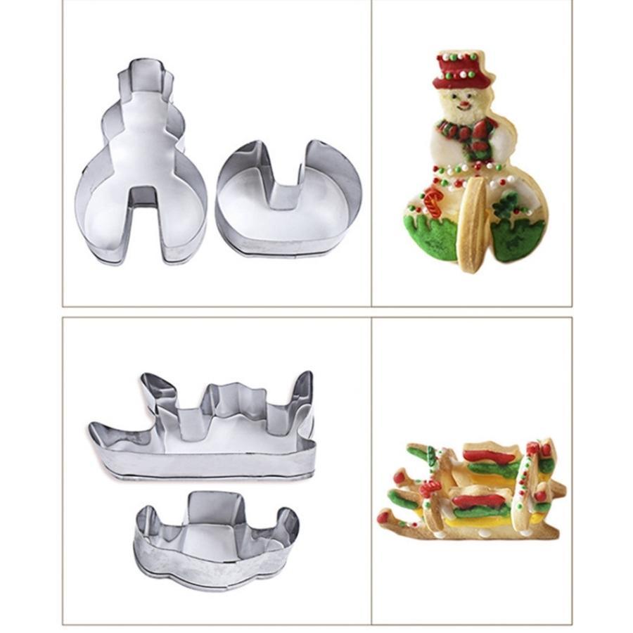 Khuôn Bánh Quy Gừng 3D Cookies Bộ 8 Khuôn Nhấn Cookie Cutter Giáng Sinh NOEL - CBNOEL3D8P