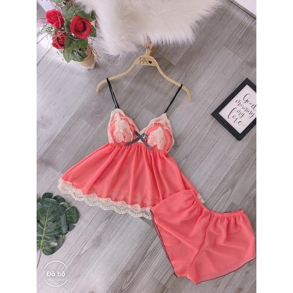 Đồ ngủ sexy nữ, đồ ngủ 2 dây có mút ngực phối ren gợi cảm mát mẻ- Phuongalice shop