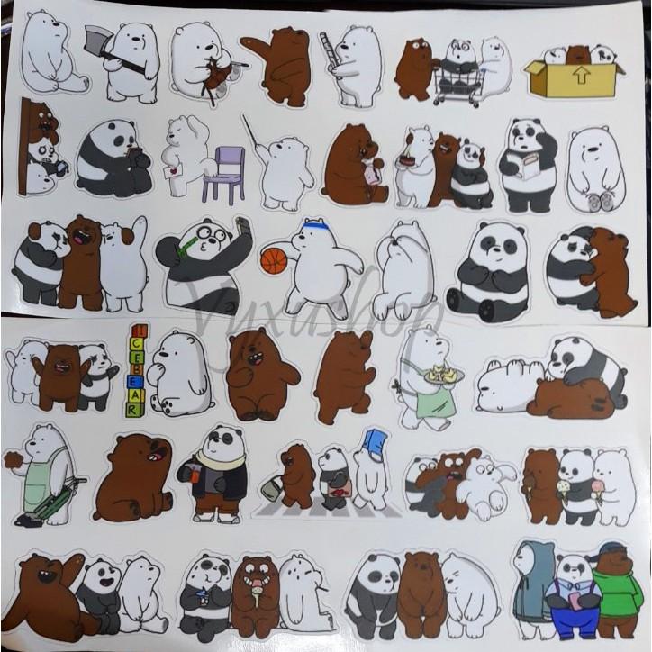 Hot Sticker dán Gấu We Bare Bear kích thước a5 update mẫu mới 2021