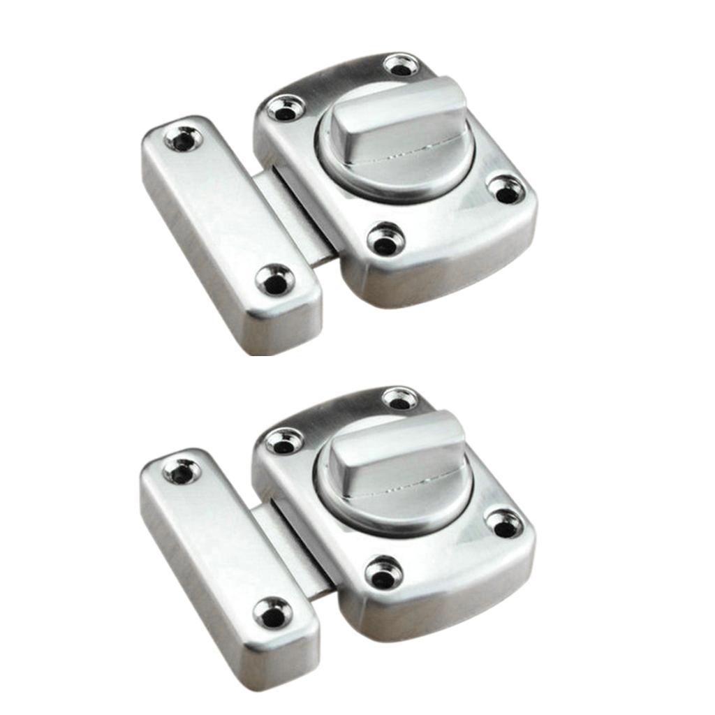 2Pcs Shed Door Lock Turn Bolt Catch Latch for Bathroom Toilet Bedroom Silver