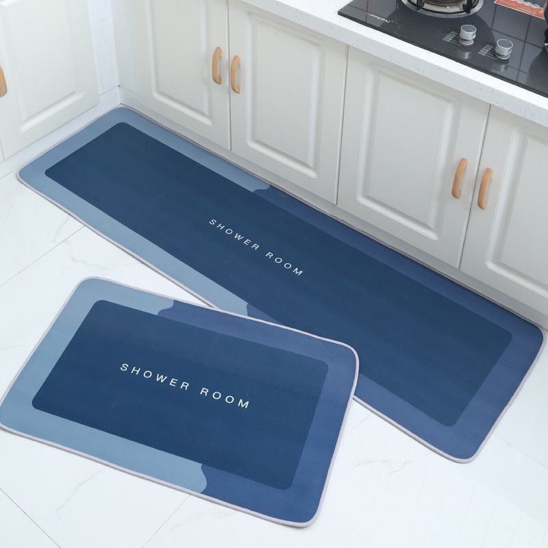 Thảm lau chân siêu thấm hút nước silicon (Bộ 2 tấm) - Thảm nhà bếp chùi chân hình chữ nhật mẫu mới đế cao su chống trơn trượt, dễ giặt và vệ sinh sau khi dùng