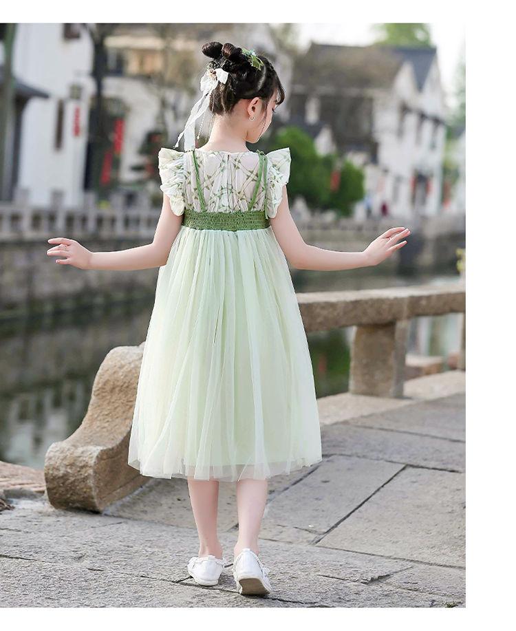 DONGSHOP HOT Trang phục mùa hè cổ điển của cô gái ăn mặc mùa hè 2023 váy trẻ em mùa hè cô gái lớn Đường ăn mặc mùa hè ngắn tay áo