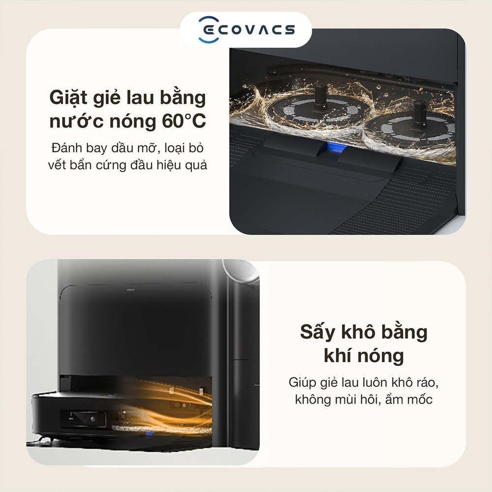 Robot hút bụi lau nhà kèm máy hút bụi cầm tay Ecovacs X2 Combo - Lực hút 8700Pa, Giặt giẻ nước nóng - HÀNG CHÍNH HÃNG