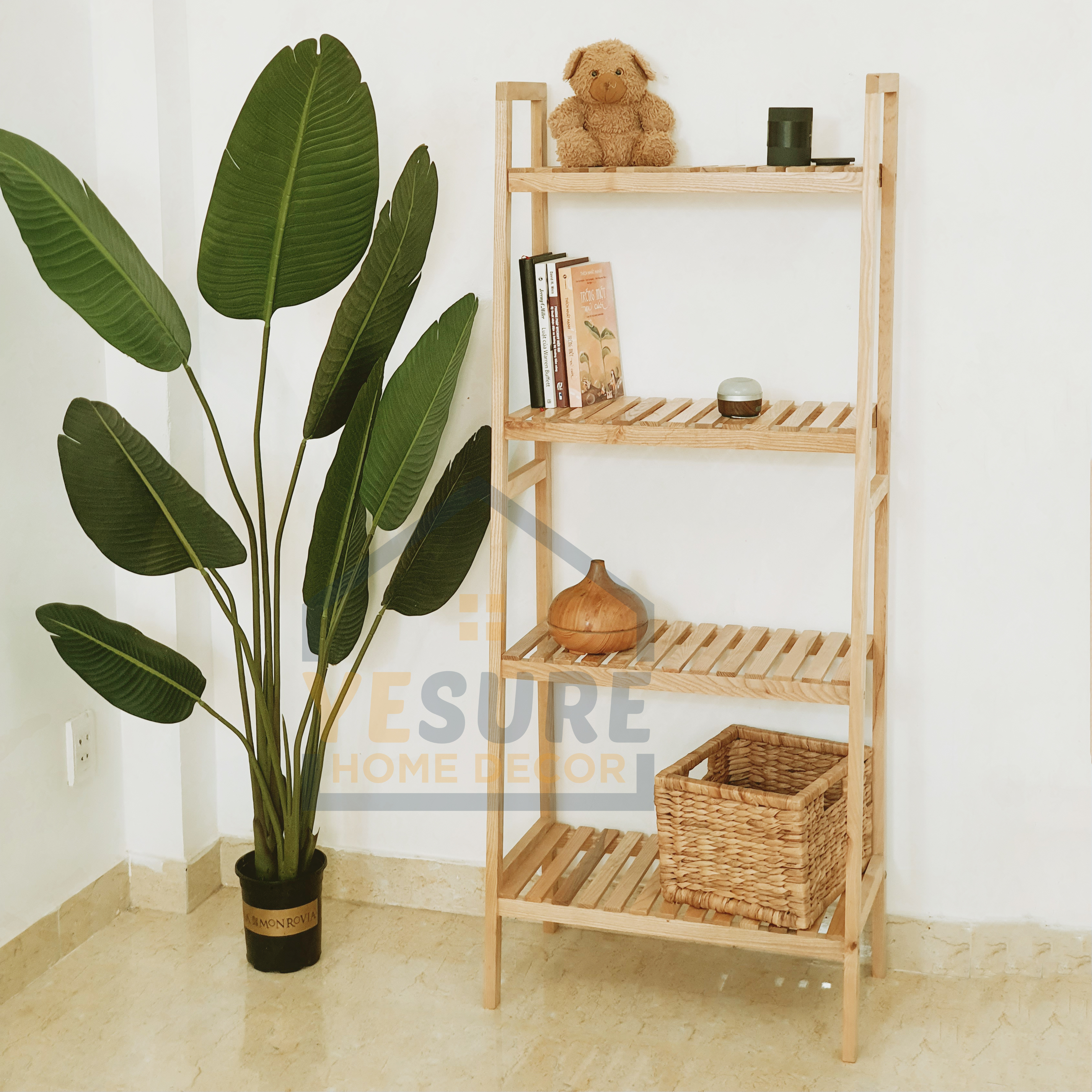 Kệ gỗ Tần Bì hình thang để đồ đa năng dùng làm đồ trang trí phòng YESURE HOME DECOR - Hàng chính hãng