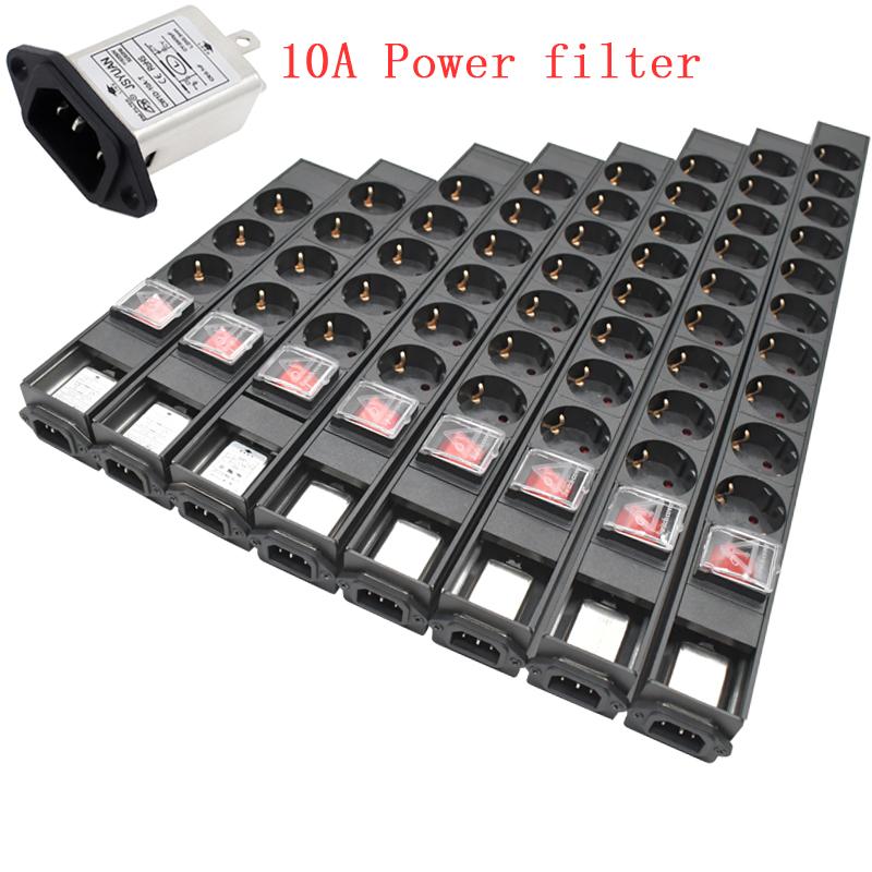HIFI Audio Noise AC Bộ lọc nguồn điện Điều hòa Bộ điều hòa Bộ điều chỉnh bảo vệ Surge With Outlets EU Dải nguồn 2-10AC