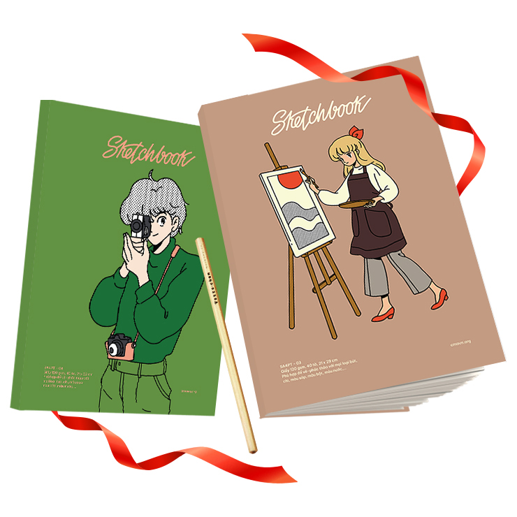 Combo 2 Sổ A4 Vẽ Ký Họa Sketchbook CMA Studio Giấy Italy 120gsm A4 Manga Comic - SA4PT (Mẫu Tùy Chọn)