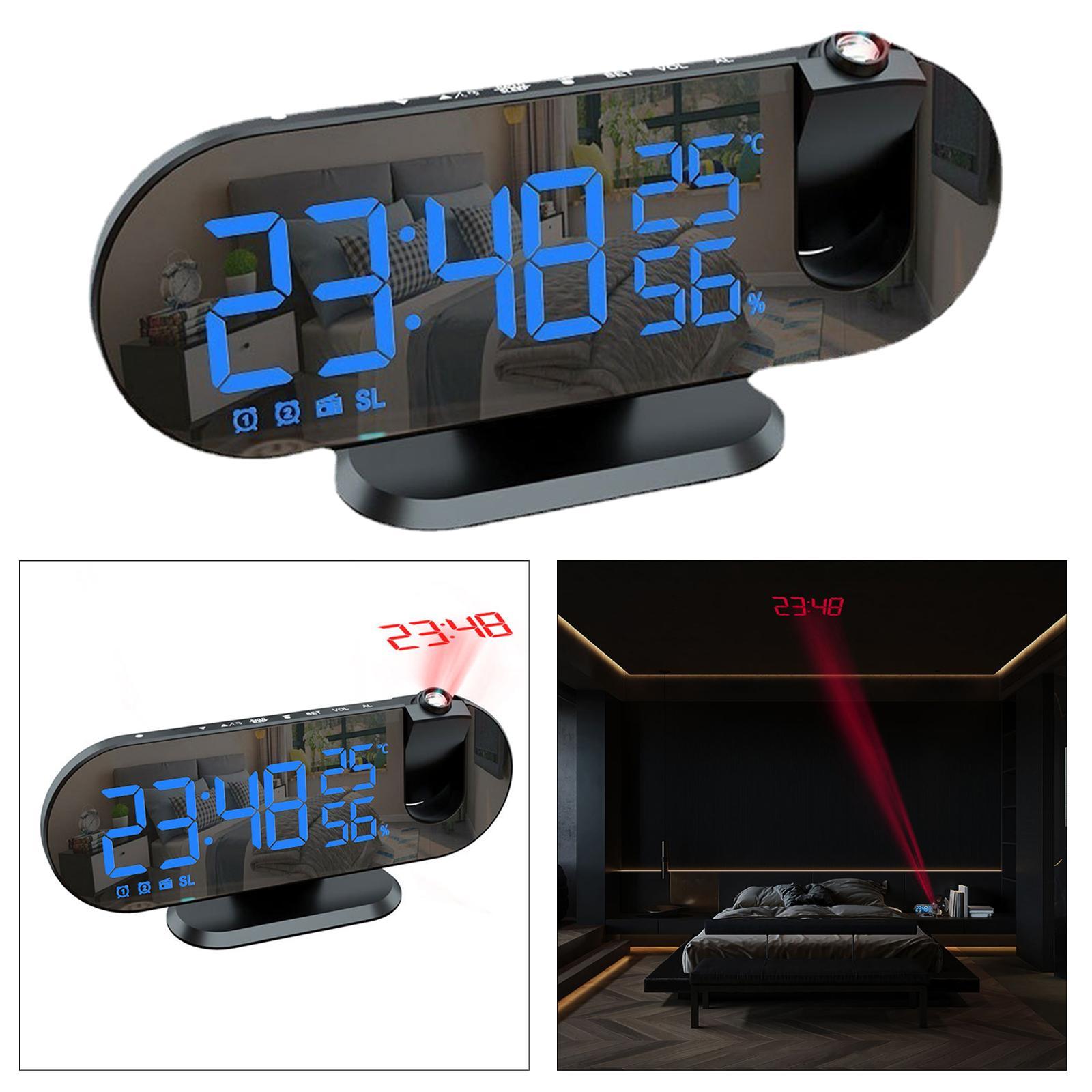 LED Digital Projection Alarm Time Clock Snooze Bedside