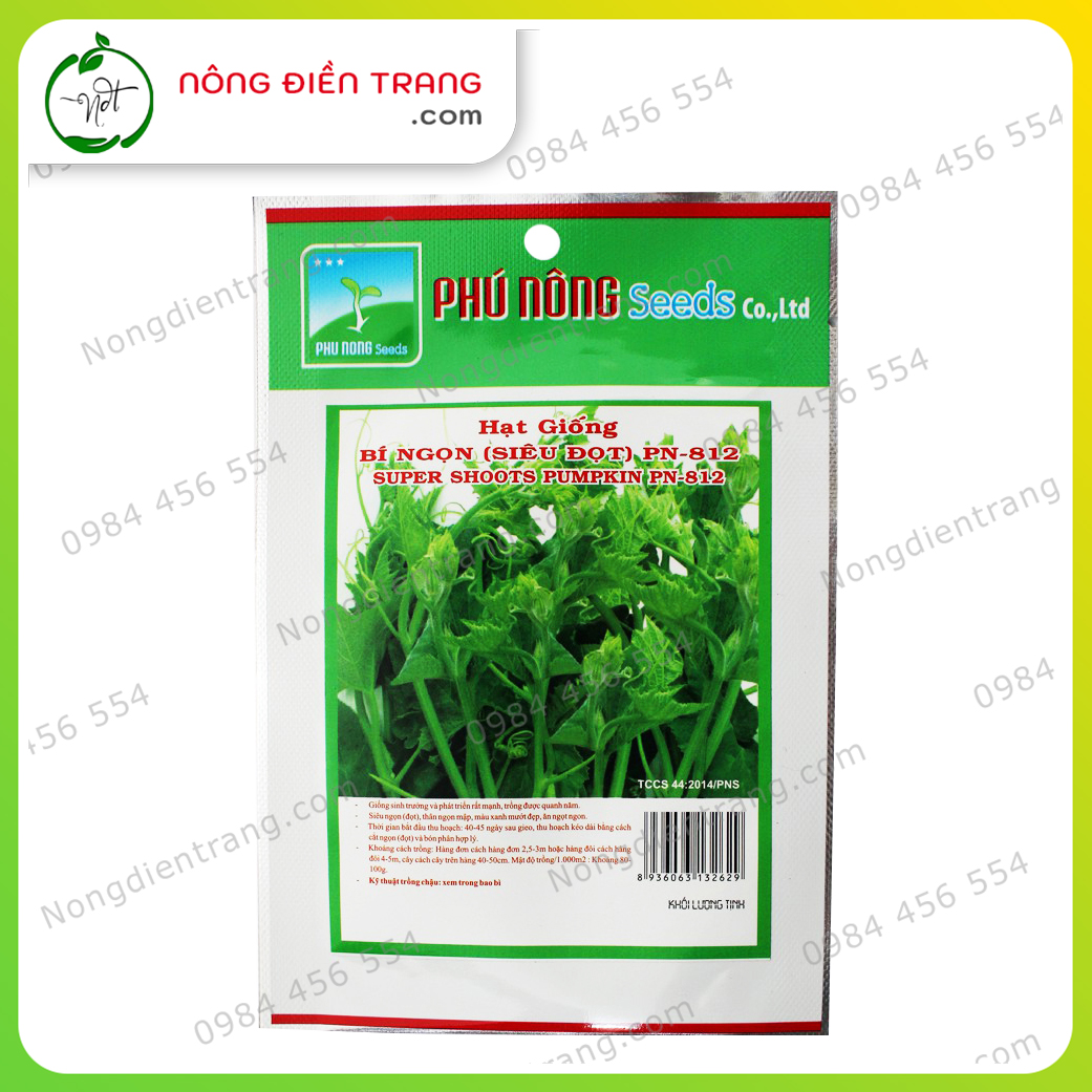 Hạt giống bí ăn ngọn siêu đọt - siêu ngọn Phú Nông - Gói 10g - Dễ trồng, sinh trưởng mạnh, kháng bệnh tốt VTNN Nông Điền Trang
